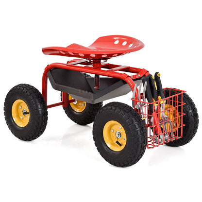 Red/Green Garden Cart Rolling Work Seat With Heavy Duty Tool Tray Gardening Planting, Red Garden Carts at Gallery Canada