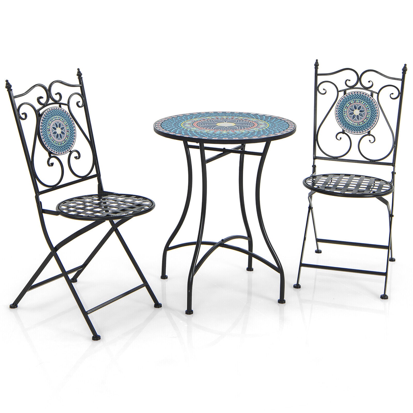 3 Piece Patio Bistro Set, Mosaic Pattern, Blue Patio Dining Sets at Gallery Canada