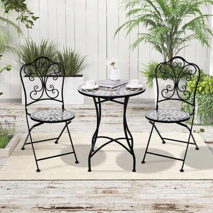 3 Piece Patio Bistro Set with Round Table and 2 Folding Chairs, Gray Patio Dining Sets at Gallery Canada