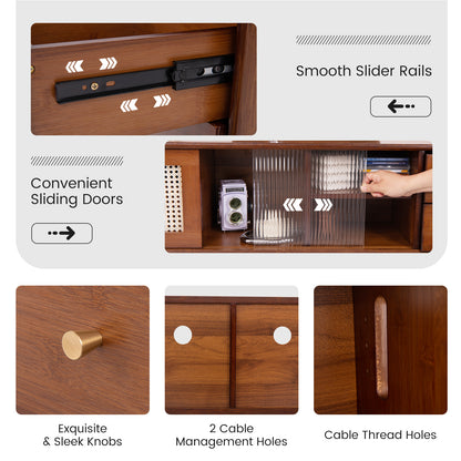 Bamboo TV Stand for TV up to 65 Inch, Brown End & Side Tables at Gallery Canada