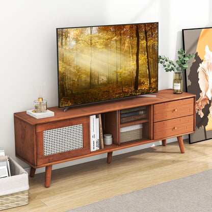 Bamboo TV Stand for TV up to 65 Inch, Brown End & Side Tables at Gallery Canada