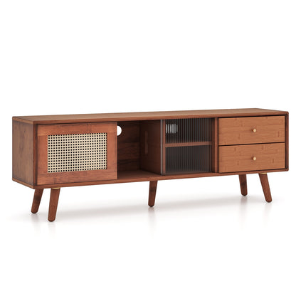 Bamboo TV Stand for TV up to 65 Inch, Brown End & Side Tables Brown at Gallery Canada