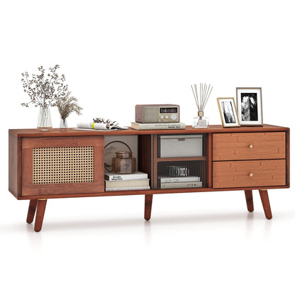 Bamboo TV Stand for TV up to 65 Inch, Brown End & Side Tables at Gallery Canada