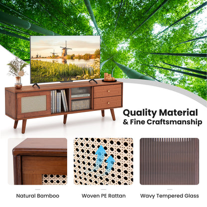 Bamboo TV Stand for TV up to 65 Inch, Brown End & Side Tables at Gallery Canada