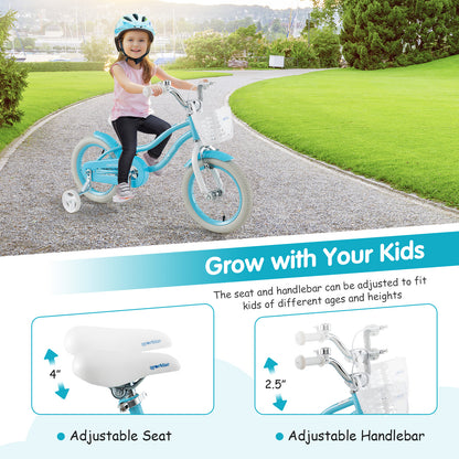 14/16/18 Inch Kids Bike with Dual Brakes and Adjustable Seat-14 inches, Blue Kids Bike at Gallery Canada