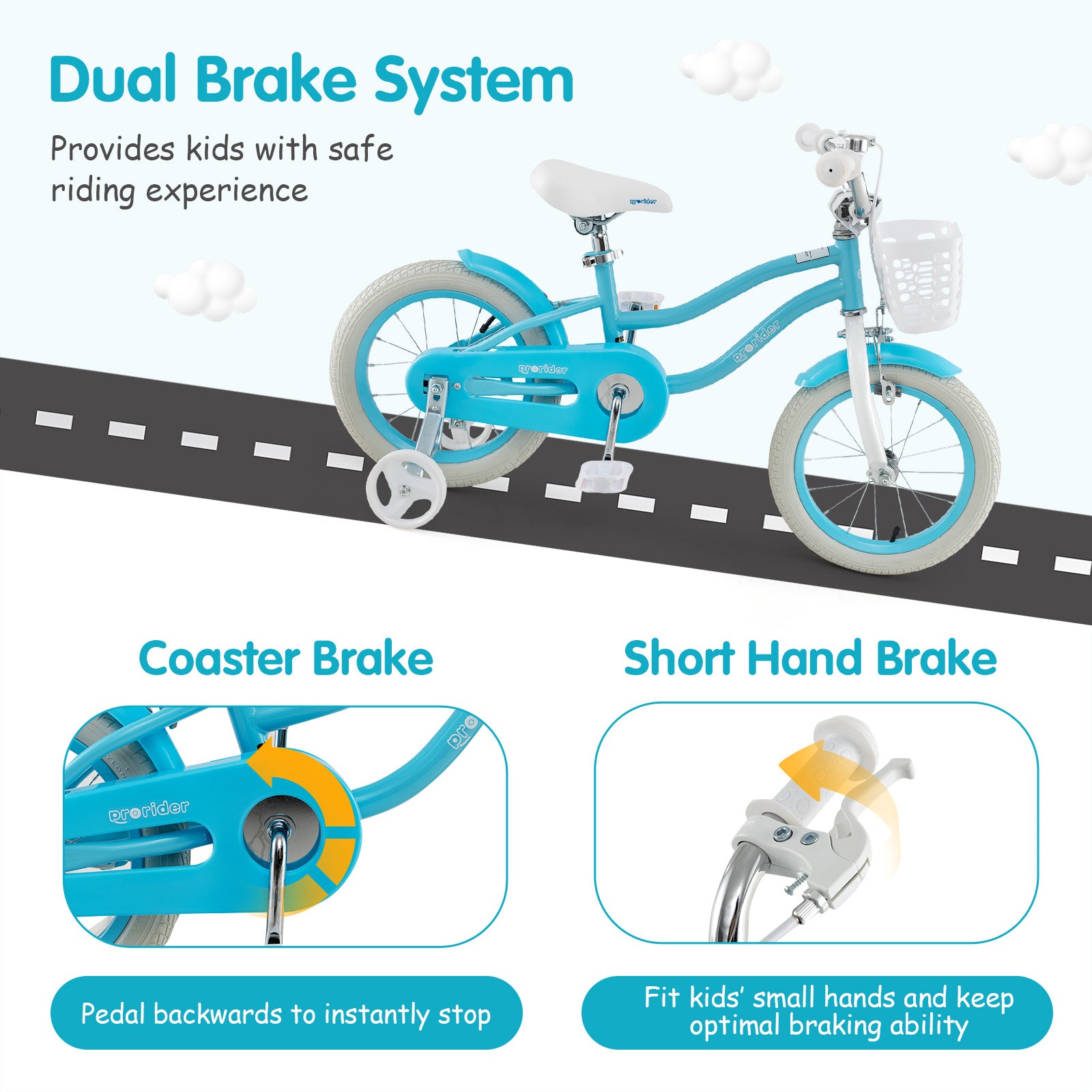 14/16/18 Inch Kids Bike with Dual Brakes and Adjustable Seat-14 inches, Blue Kids Bike at Gallery Canada