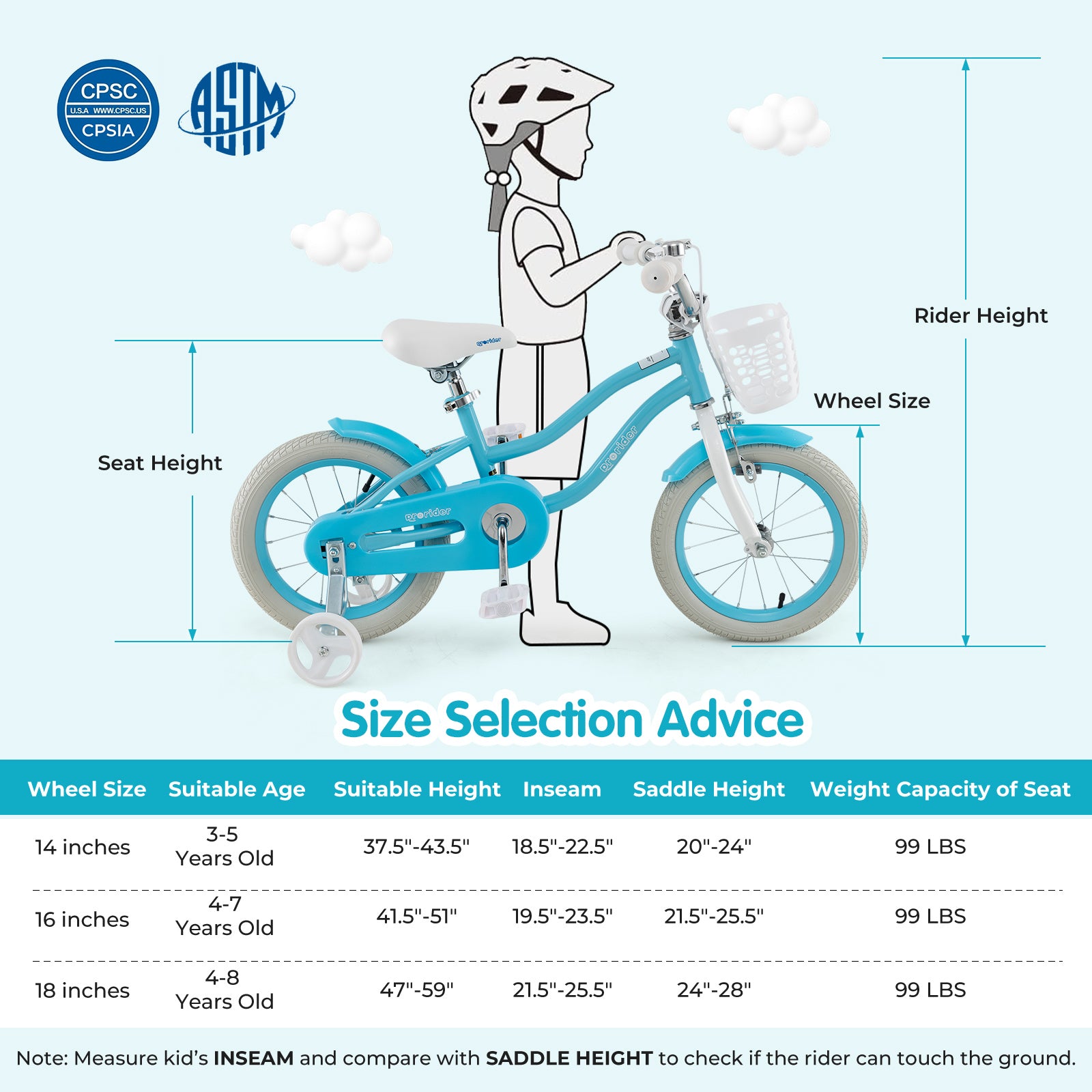 14/16/18 Inch Kids Bike with Dual Brakes and Adjustable Seat-14 inches, Blue Kids Bike at Gallery Canada