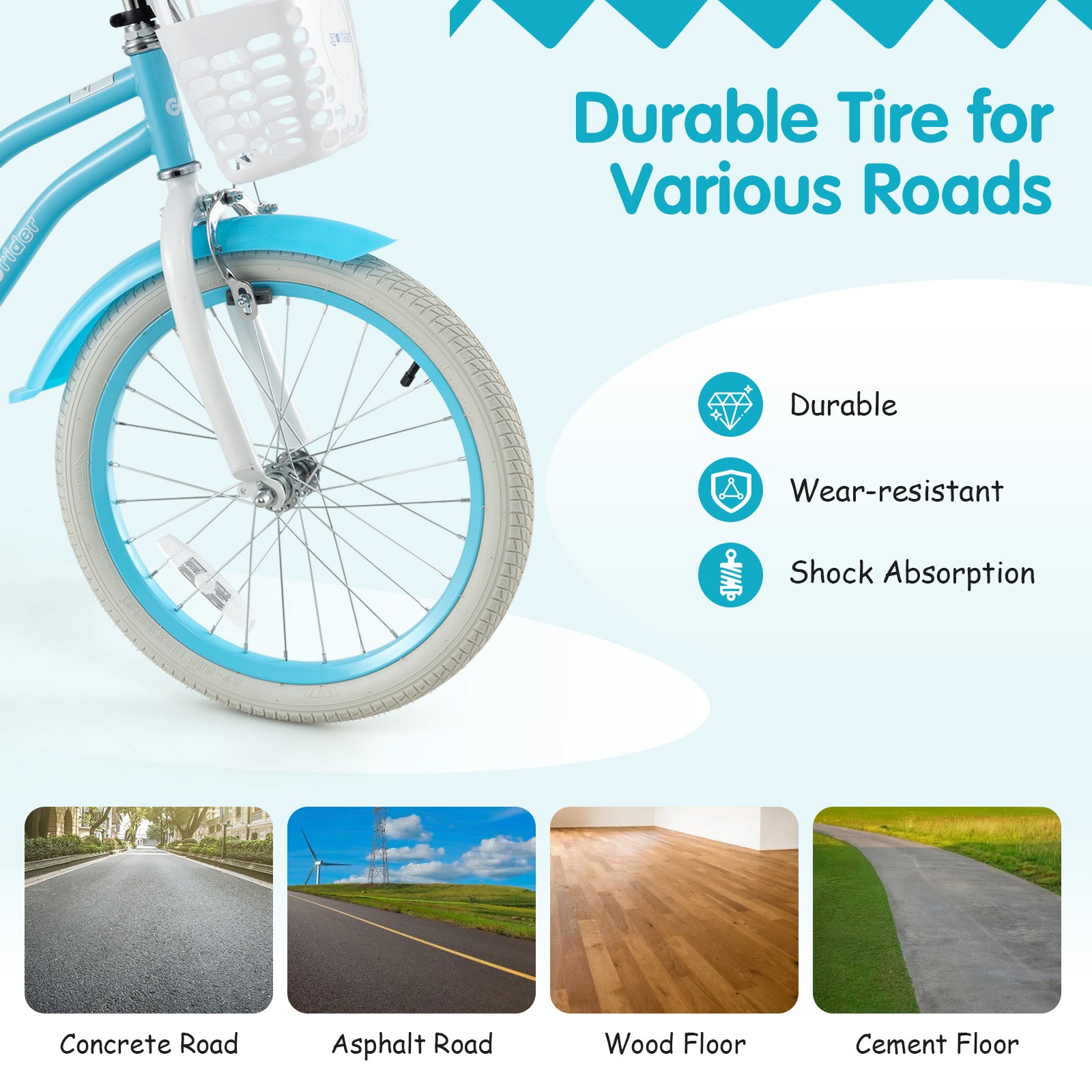 14/16/18 Inch Kids Bike with Dual Brakes and Adjustable Seat-18 inches, Blue Kids Bike at Gallery Canada