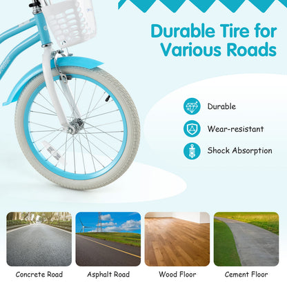 14/16/18 Inch Kids Bike with Dual Brakes and Adjustable Seat-18 inches, Blue Kids Bike at Gallery Canada