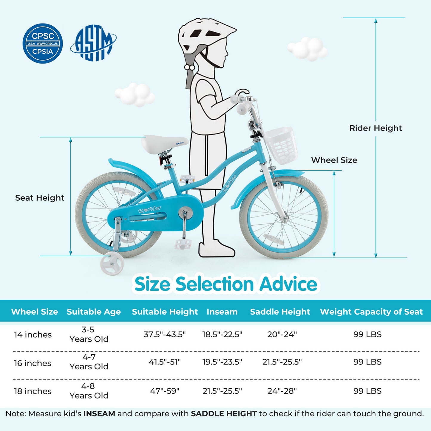 14/16/18 Inch Kids Bike with Dual Brakes and Adjustable Seat-18 inches, Blue Kids Bike at Gallery Canada