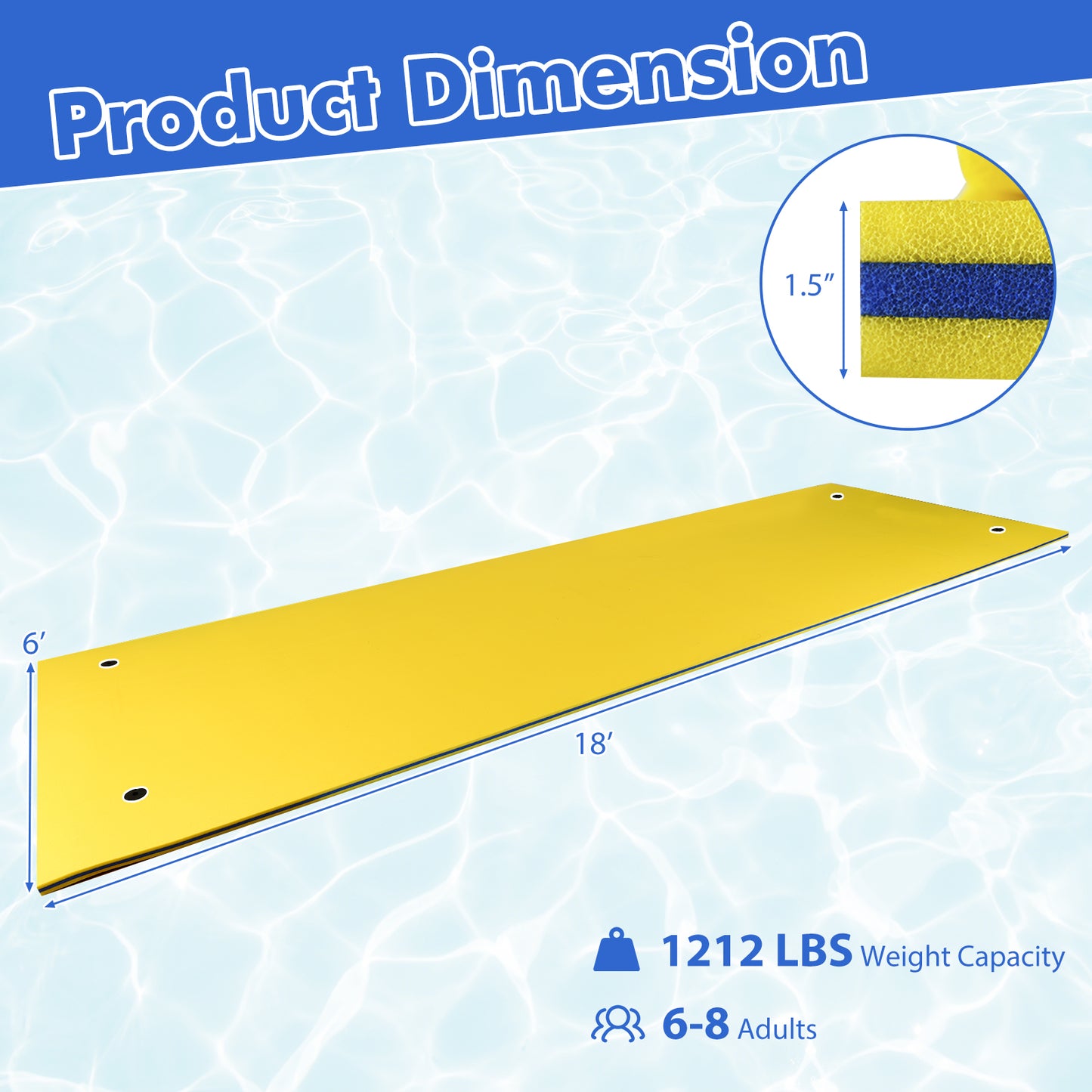 3 Layer Floating Water Pad Foam Mat, Yellow Swimming at Gallery Canada