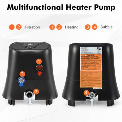 1350W Electric Heater Pump, Touch Panel, LED Display, Black Swimming Pools at Gallery Canada