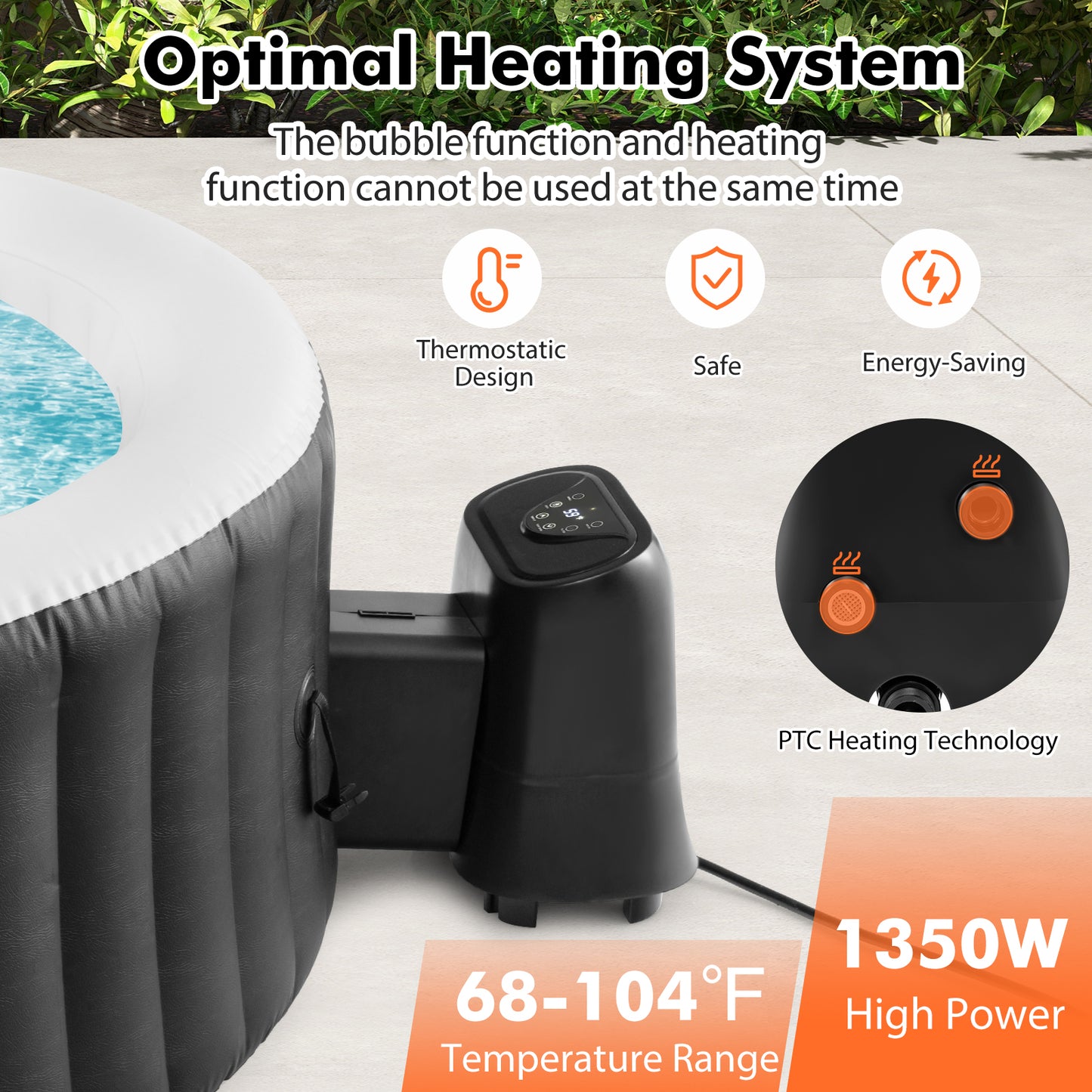 1350W Electric Heater Pump, Touch Panel, LED Display, Black Swimming Pools at Gallery Canada