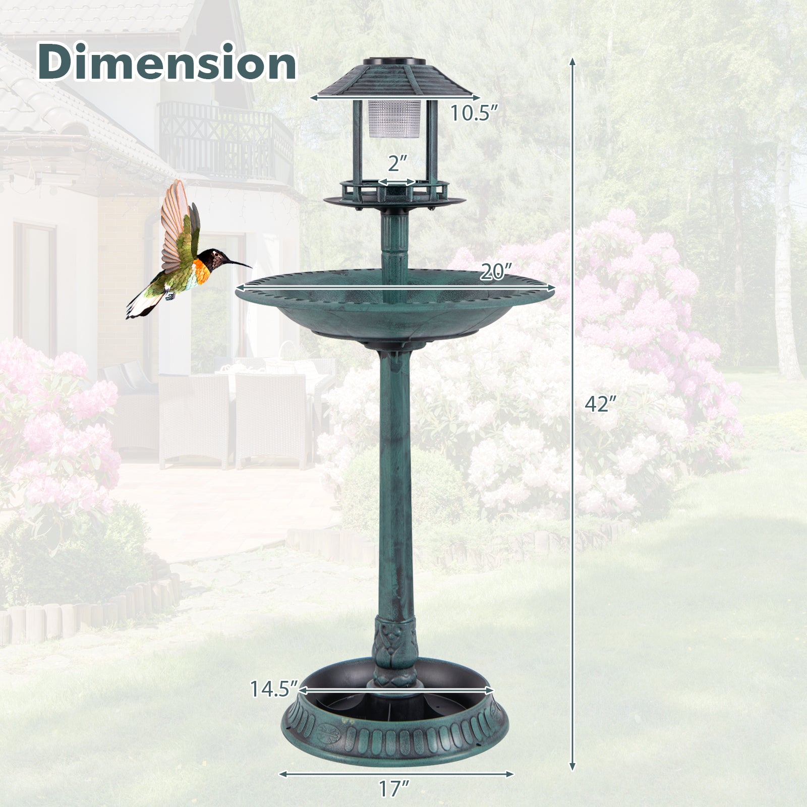 Pedestal Bird Bath with Solar Light with Bird Feeder and Flower Planter, Green Chicken Coops at Gallery Canada