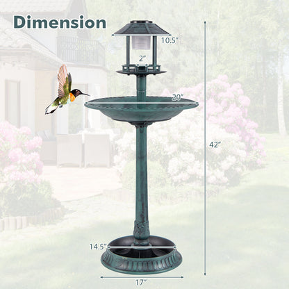 Pedestal Bird Bath with Solar Light with Bird Feeder and Flower Planter, Green Chicken Coops at Gallery Canada