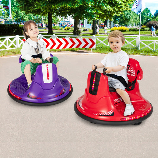6V Bumper Car for Kids Toddlers Electric Ride On Car Vehicle with 360° Spin, Red - Gallery Canada