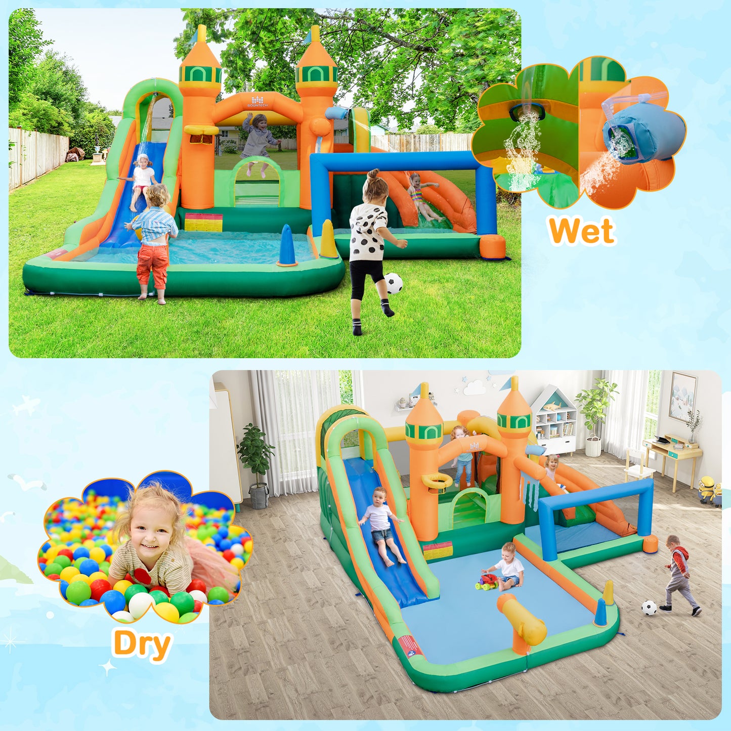 Kids Inflatable Water Slide for Yard Lawn (Without Blower), Multicolor Bounce House at Gallery Canada