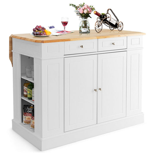 Kitchen Island with Storage and 3-Level Adjustable Shelves, White - Gallery Canada