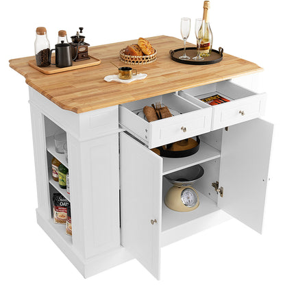 Kitchen Island with Storage and 3-Level Adjustable Shelves, White Kitchen Islands & Carts at Gallery Canada