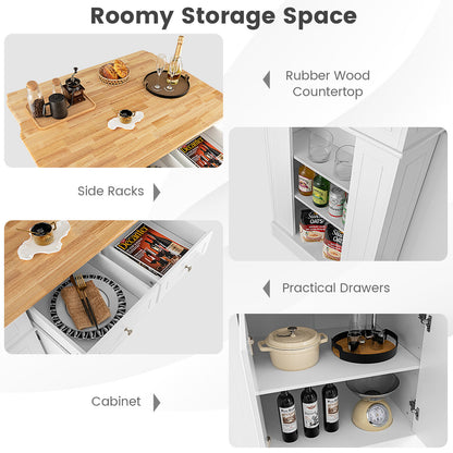 Kitchen Island with Storage and 3-Level Adjustable Shelves, White Kitchen Islands & Carts at Gallery Canada