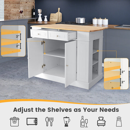 Kitchen Island with Storage and 3-Level Adjustable Shelves, White Kitchen Islands & Carts at Gallery Canada
