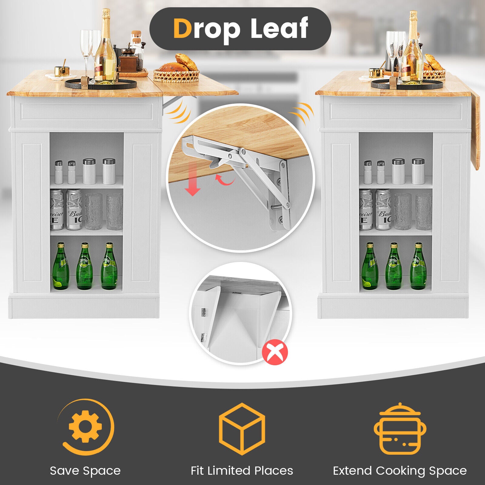 Kitchen Island with Storage and 3-Level Adjustable Shelves, White Kitchen Islands & Carts at Gallery Canada