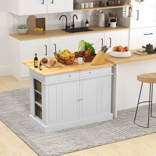 Kitchen Island with Storage and 3-Level Adjustable Shelves, White - Gallery Canada