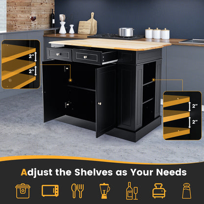 Kitchen Island with Storage and 3-Level Adjustable Shelves, Black Kitchen Islands & Carts at Gallery Canada