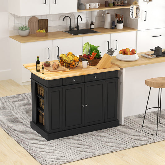 Kitchen Island with Storage and 3-Level Adjustable Shelves, Black - Gallery Canada