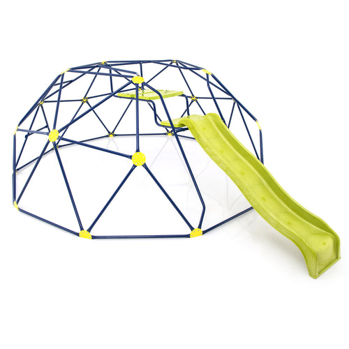 13.3 FT Climbing Dome Geometric Dome Climber with Extended Wavy Slide and 2 Rest Platforms, Multicolor