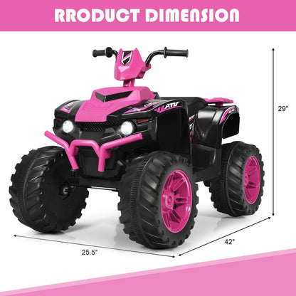 12V Kids Ride on ATV with LED Lights and Treaded Tires and LED lights, Pink Powered Ride On Toys at Gallery Canada