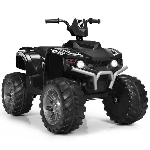 12V Kids Ride On ATV With LED Lights, Treaded Tires, Black