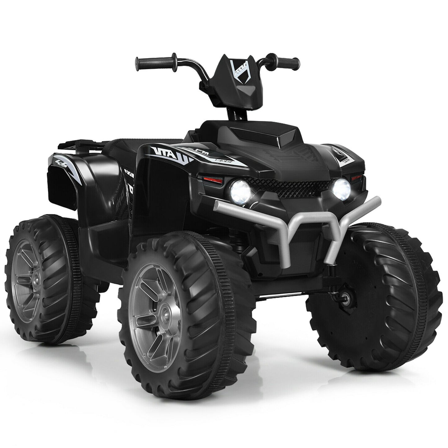 12V Kids Ride On ATV With LED Lights, Treaded Tires, Black Powered Ride On Toys Black at Gallery Canada