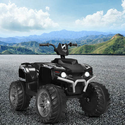 12V Kids Ride on ATV with LED Lights and Treaded Tires and LED lights, Black Powered Ride On Toys at Gallery Canada