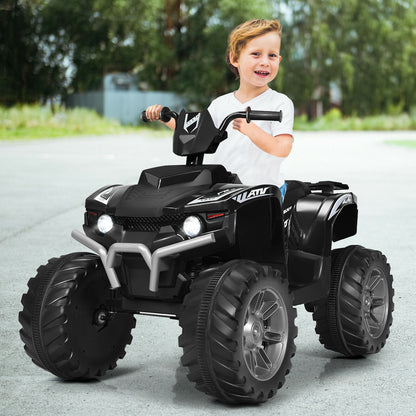 12V Kids Ride on ATV with LED Lights and Treaded Tires and LED lights, Black Powered Ride On Toys at Gallery Canada