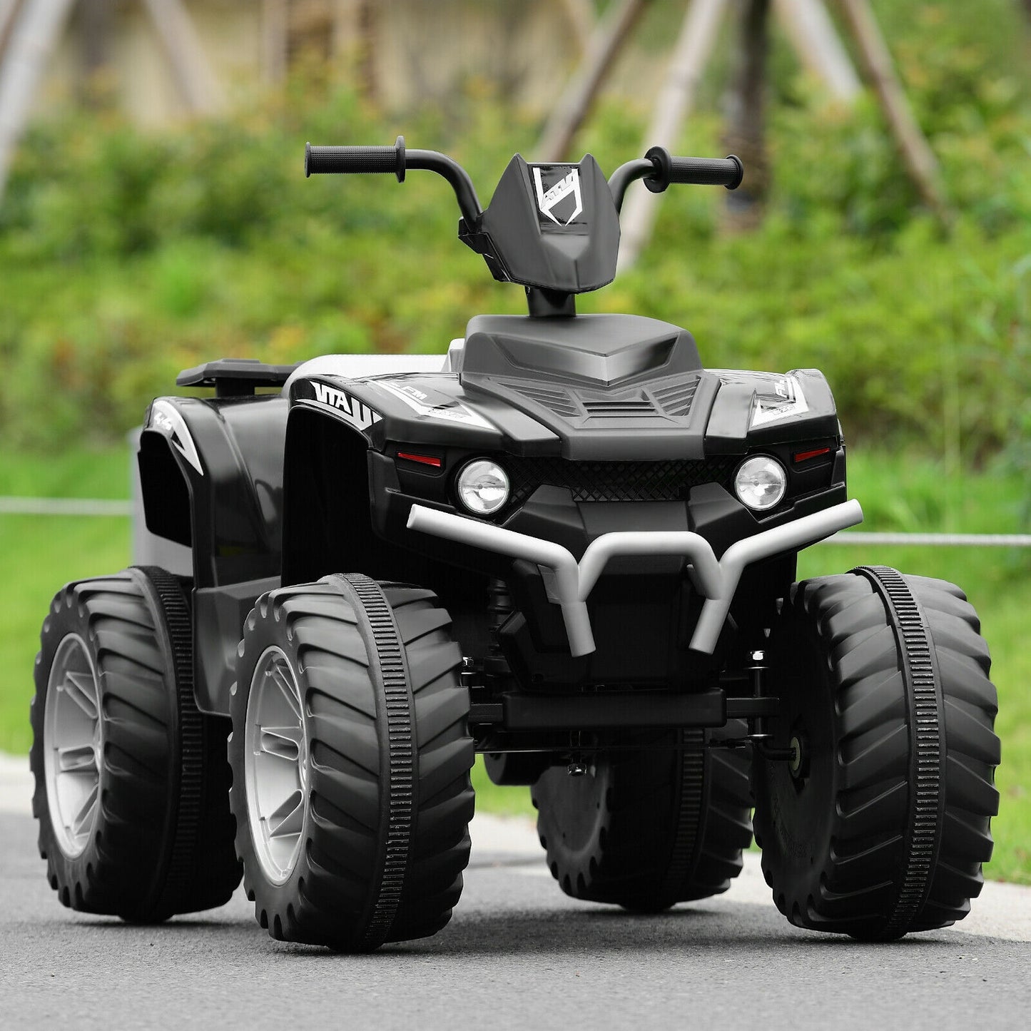 12V Kids Ride on ATV with LED Lights and Treaded Tires and LED lights, Black Powered Ride On Toys at Gallery Canada