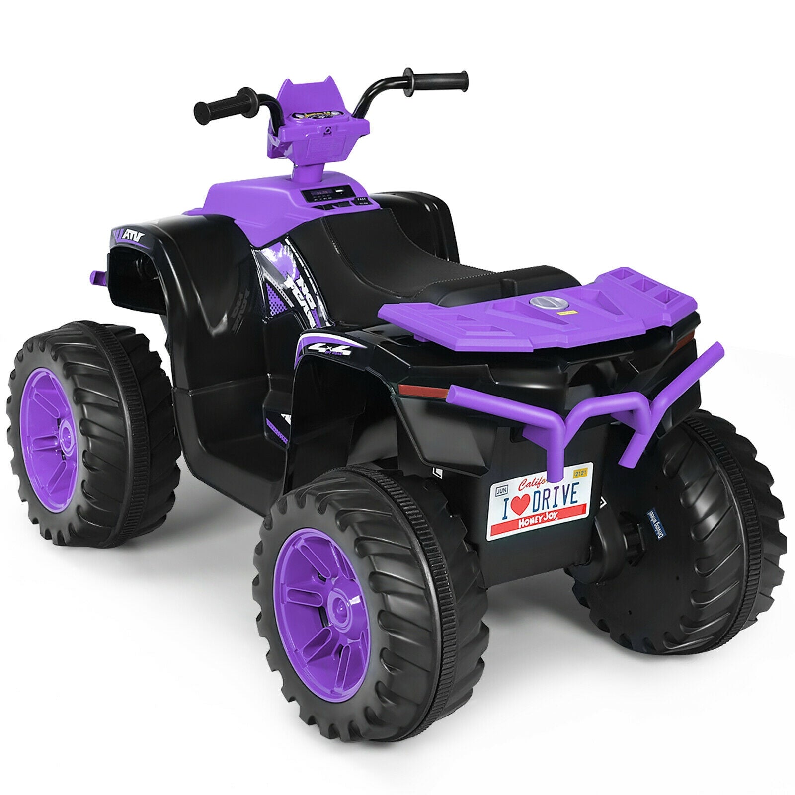 12V Kids Ride on ATV with LED Lights and Treaded Tires and LED lights, Purple Powered Ride On Toys at Gallery Canada