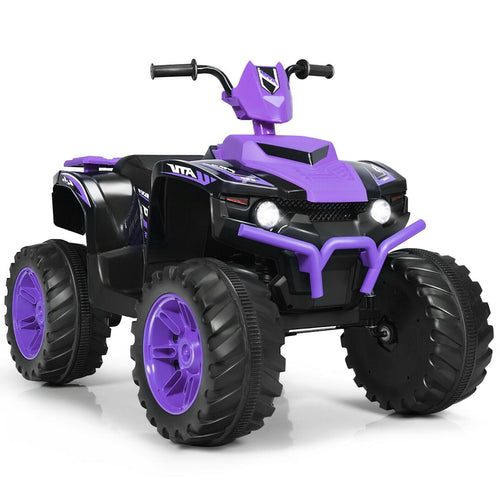 12V Kids Ride On ATV, LED Lights, Treaded Tires, Purple