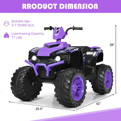 12V Kids Ride on ATV with LED Lights and Treaded Tires and LED lights, Purple Powered Ride On Toys at Gallery Canada