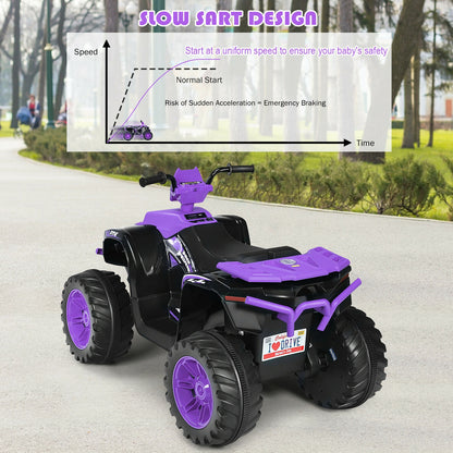 12V Kids Ride on ATV with LED Lights and Treaded Tires and LED lights, Purple Powered Ride On Toys at Gallery Canada