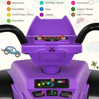 12V Kids Ride on ATV with LED Lights and Treaded Tires and LED lights, Purple Powered Ride On Toys at Gallery Canada
