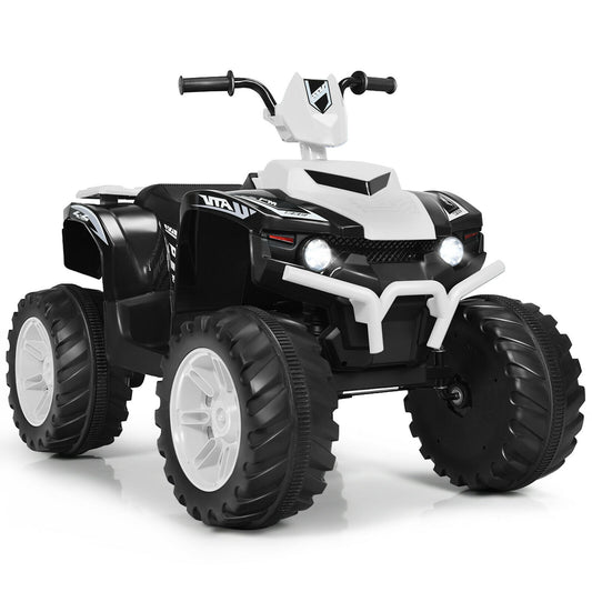 12V Kids Ride On ATV, LED Lights, Treaded Tires, White Powered Ride On Toys White at Gallery Canada