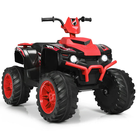 12V Kids Ride On ATV With LED Lights, Treaded Tires, Red
