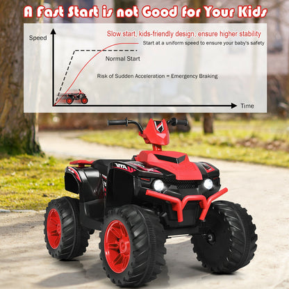 12V Kids Ride on ATV with LED Lights and Treaded Tires and LED lights, Red Powered Ride On Toys at Gallery Canada