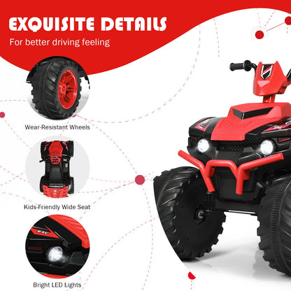12V Kids Ride on ATV with LED Lights and Treaded Tires and LED lights, Red Powered Ride On Toys at Gallery Canada