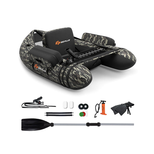 Inflatable Fishing Float with Adjustable Straps & Storage Pockets, Camouflage