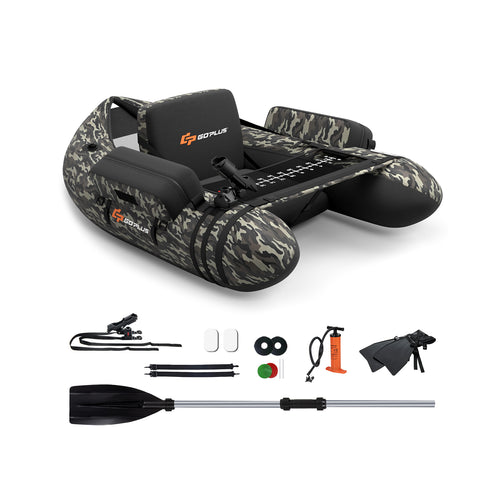 Inflatable Fishing Float With Adjustable Straps, Storage Pockets, Camouflage