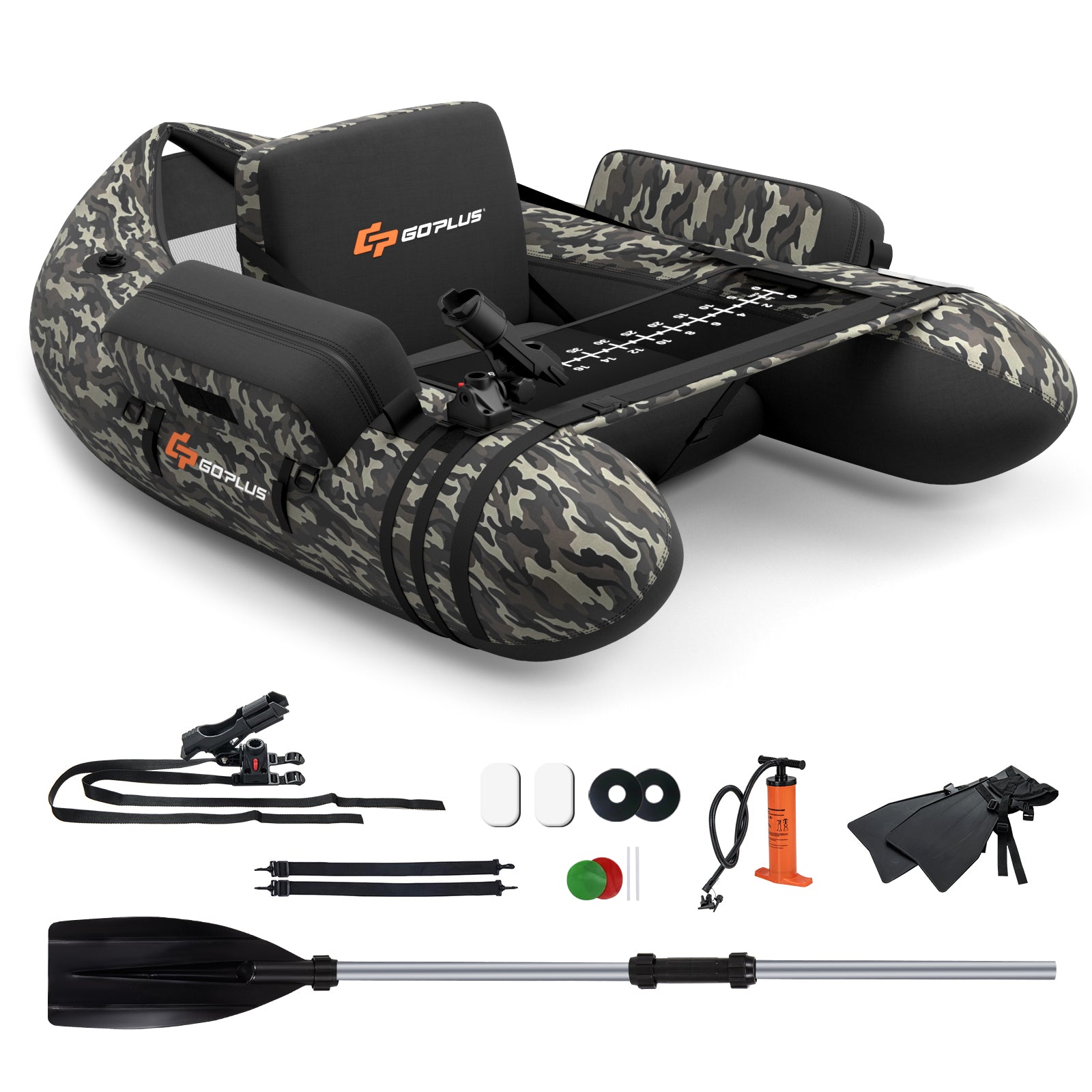 Inflatable Fishing Float with Adjustable Straps and Storage Pockets, Camouflage Surfing at Gallery Canada