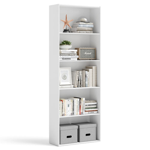 5-Shelf Storage Bookcase Modern Multi-Functional Display Cabinet, White