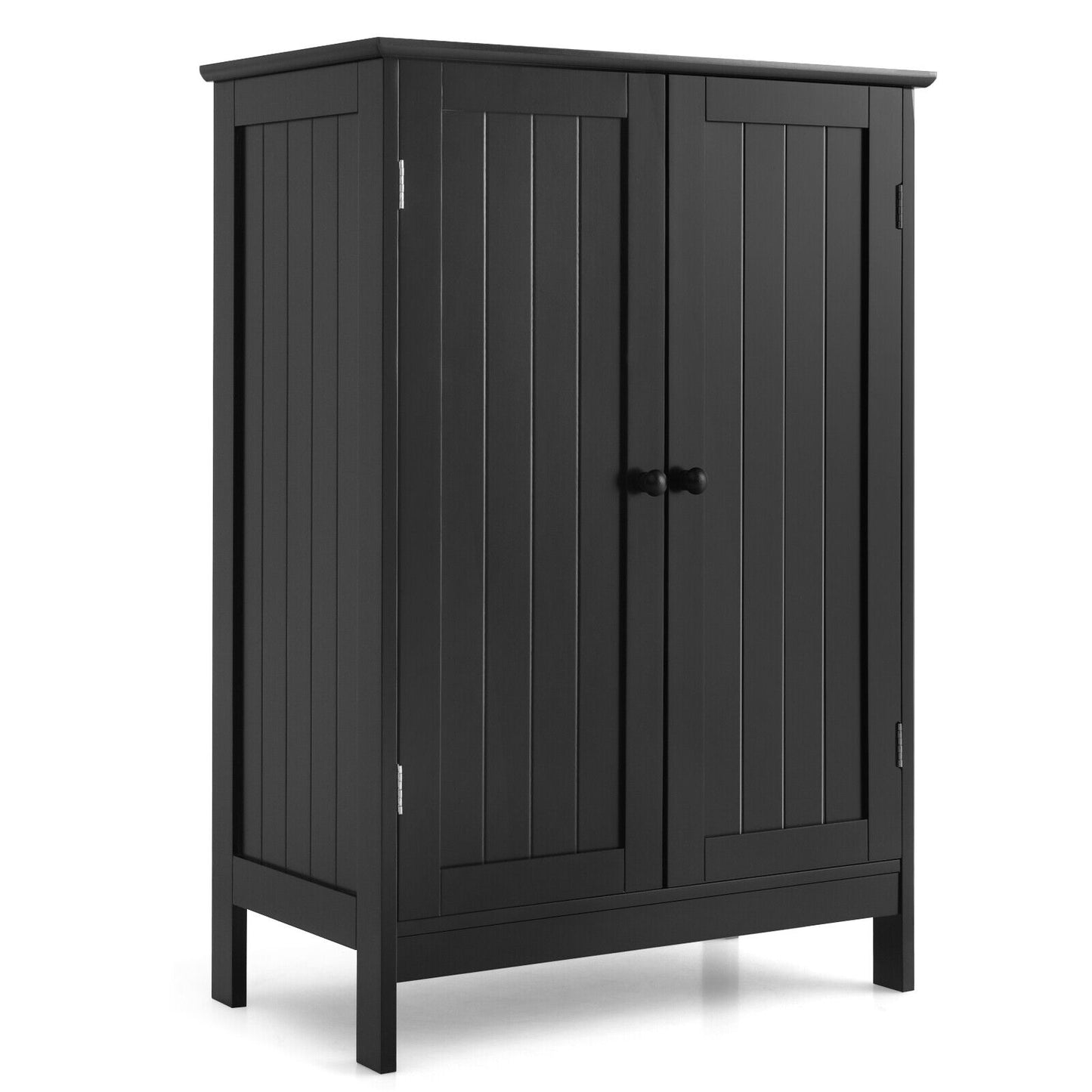 2-Door Freee-Standing Bathroom Cabinet with Shelf, Black Floor Cabinets Black at Gallery Canada
